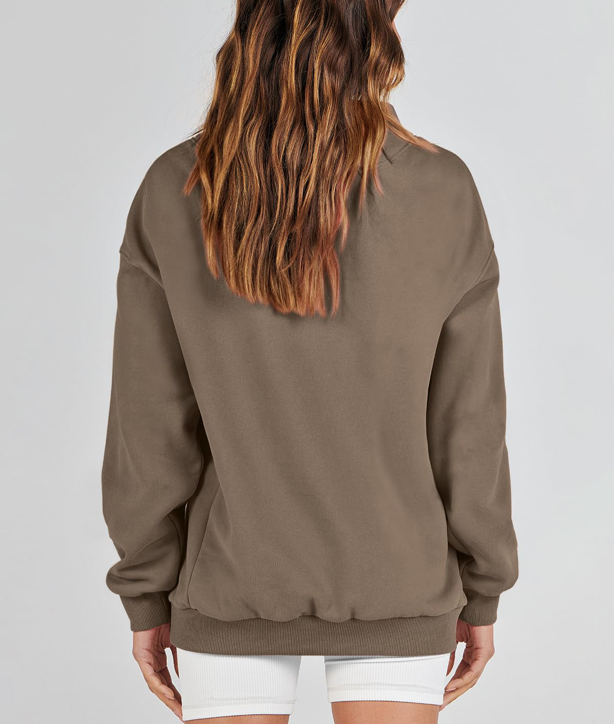 Women's Slit Mock Neck Oversized Sweatshirt