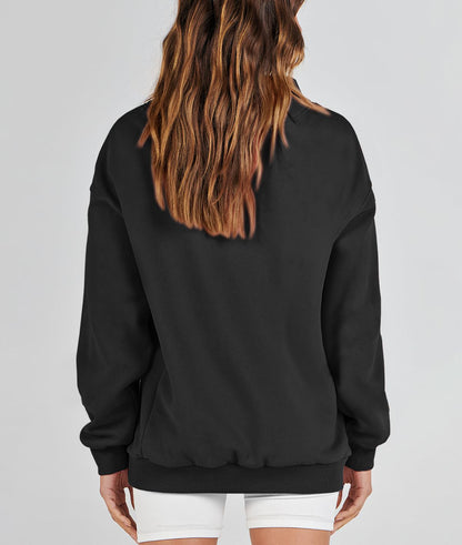 Women's Slit Mock Neck Oversized Sweatshirt