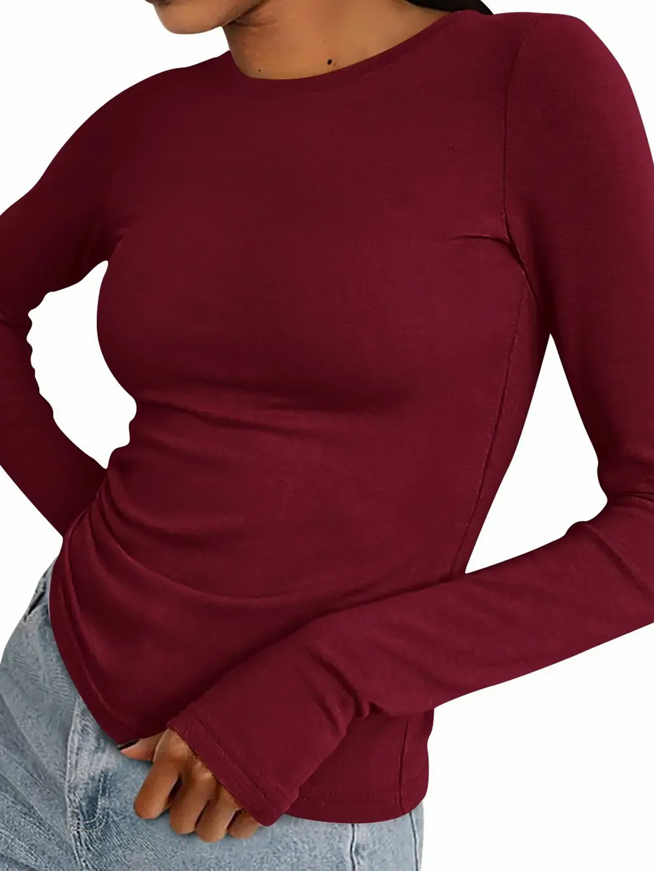Women’s Stretchy Basic Long‑Sleeve Blouse