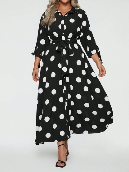 Women's Elegant Polka Dot Long Dress
