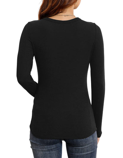 Round Neck Stretch Slim Ribbed Basic Shirts