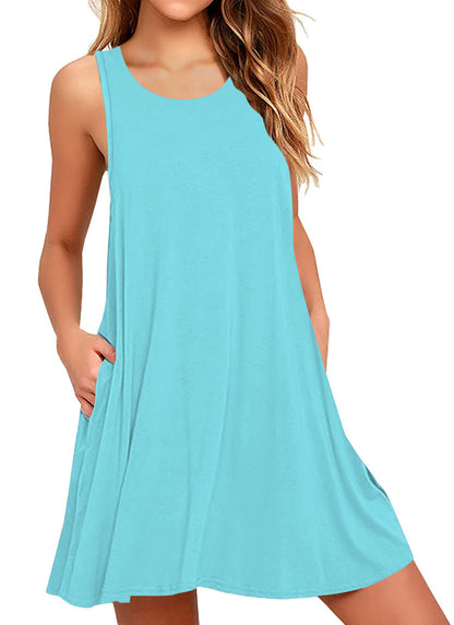 Plus Size Casual Tank Dress with Pockets