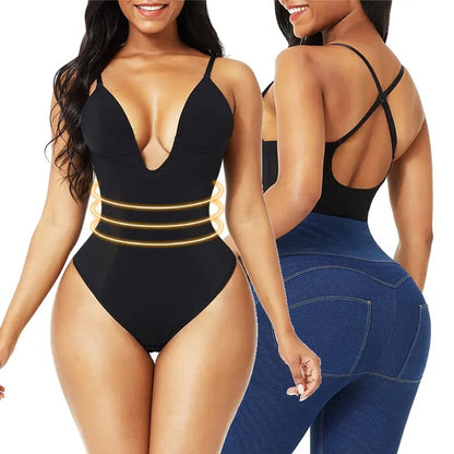 U-plunge Shapewear Low-back Bodysuit for Women