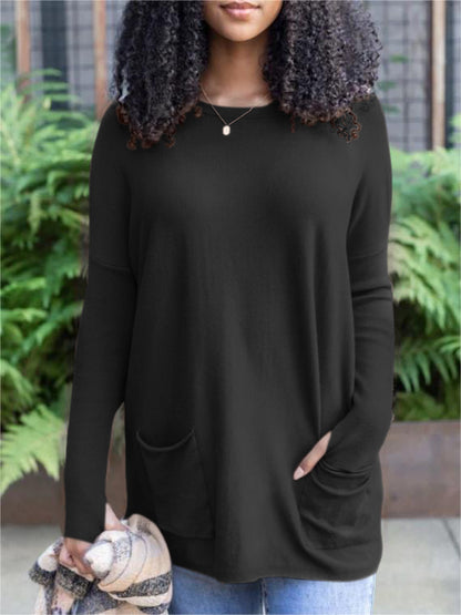New  Long Sleeve Thumbhole Sweater Pocket Tunic