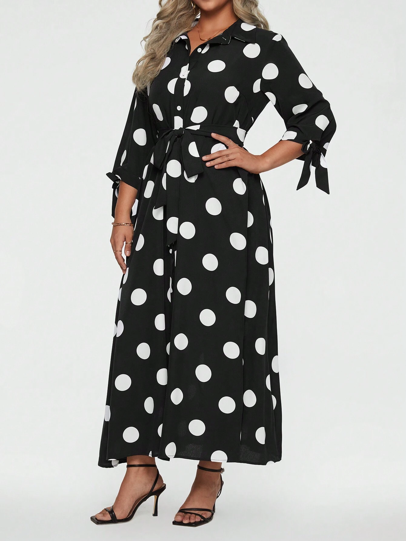 Women's Elegant Polka Dot Long Dress