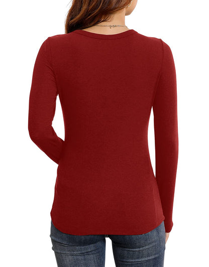 Round Neck Stretch Slim Ribbed Basic Shirts