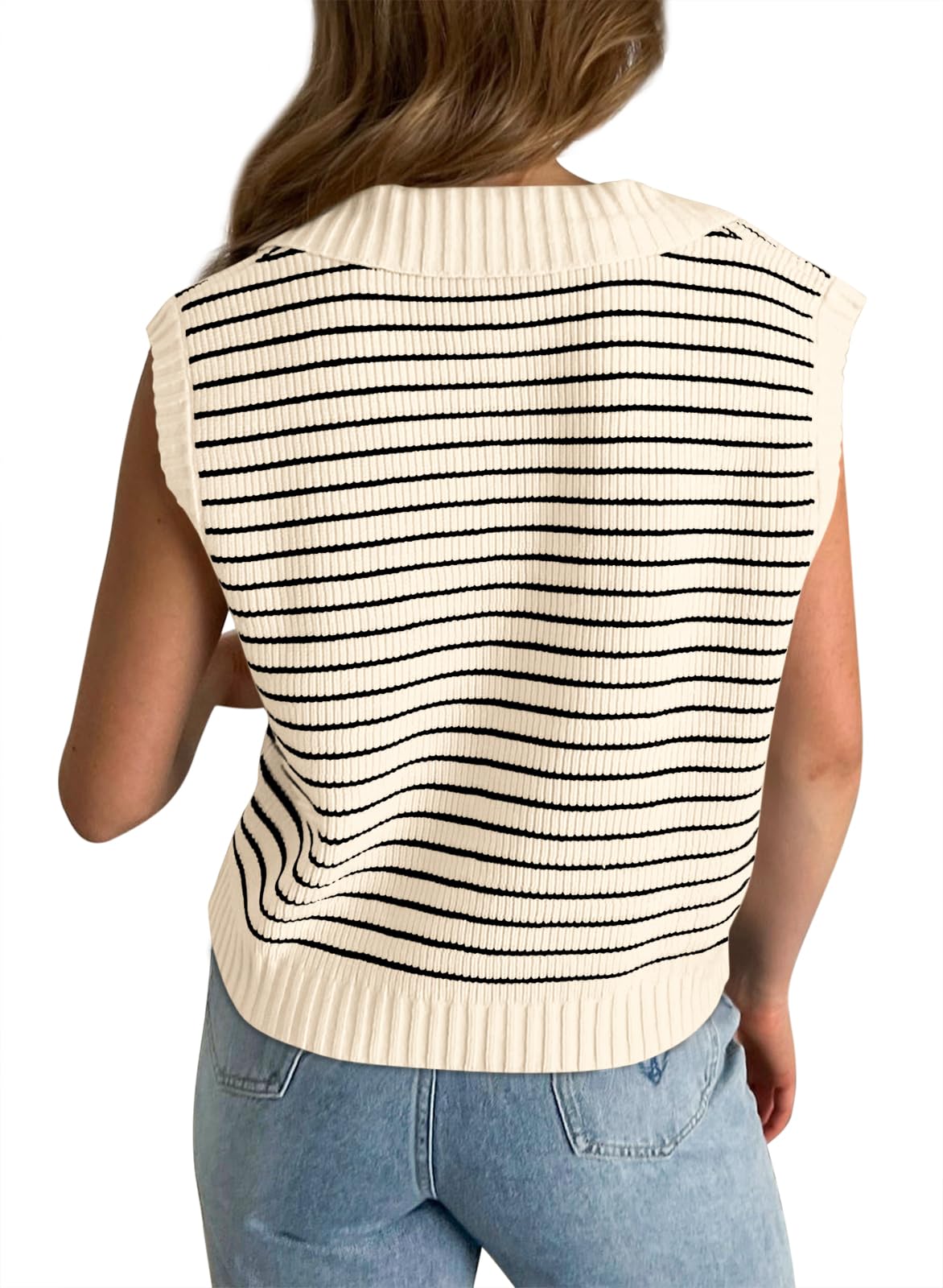 Women's V-Neck Sleeveless Striped Top