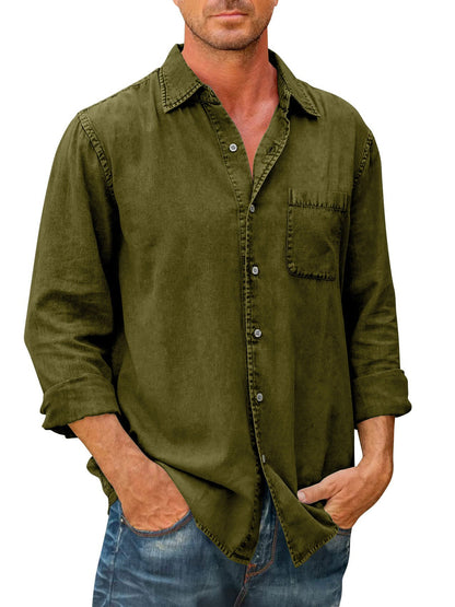 🔥Men's Denim Long Sleeve Button Down Shirt