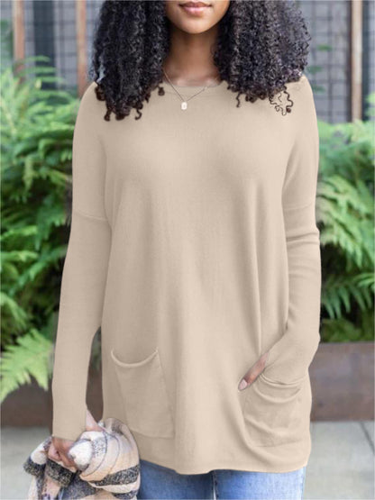 New  Long Sleeve Thumbhole Sweater Pocket Tunic