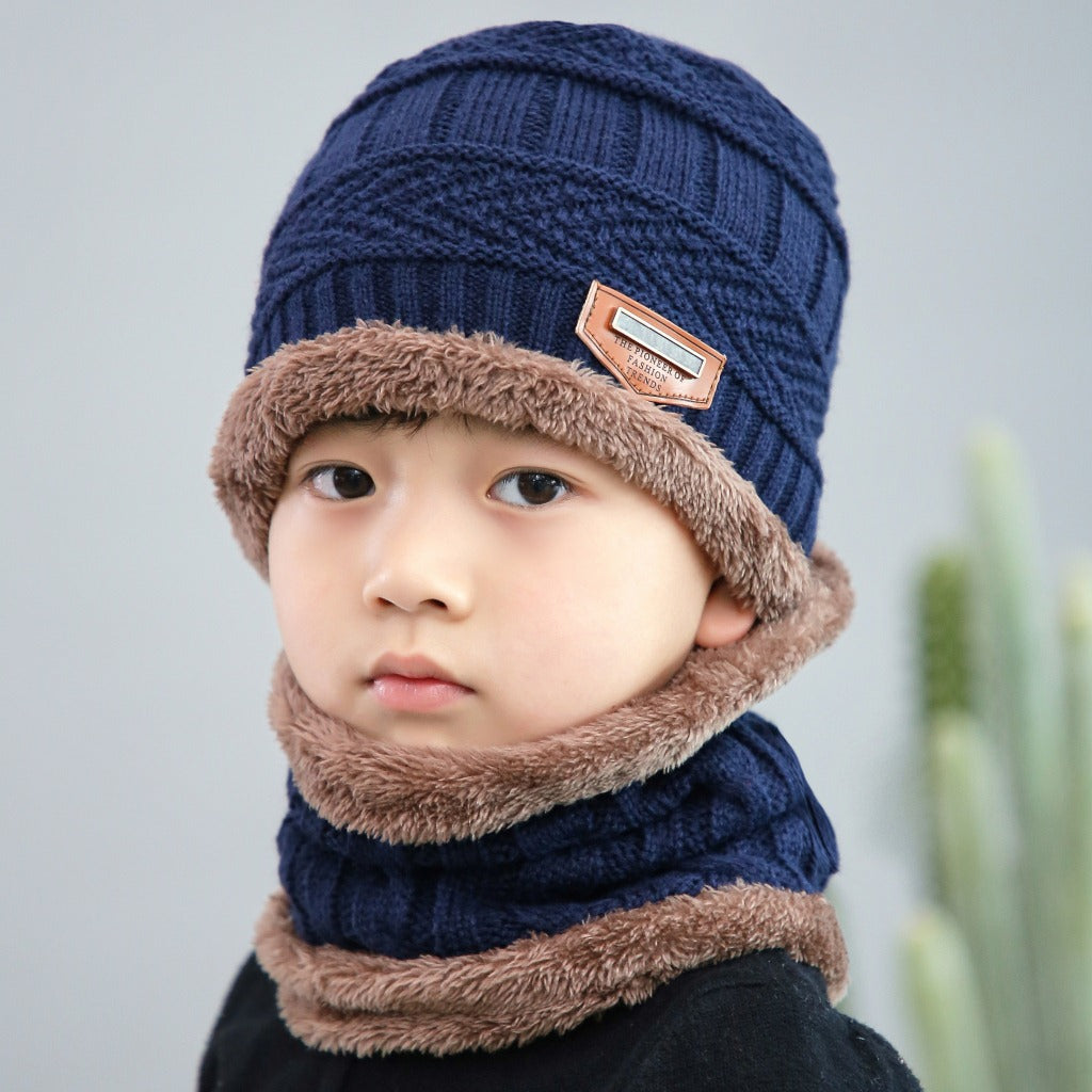 Winter Knitted Beanie Hat Scarf Set