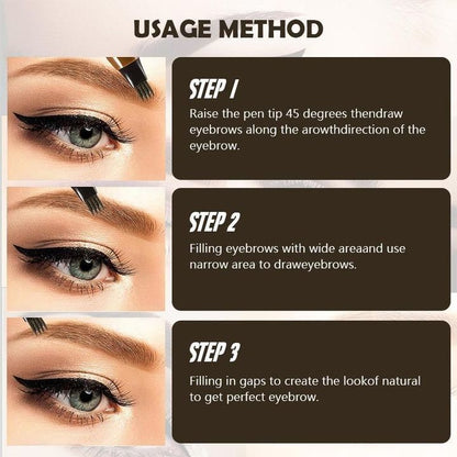 3D Waterproof Microblading Eyebrow Pen 4 Fork Tip Tattoo Pencil