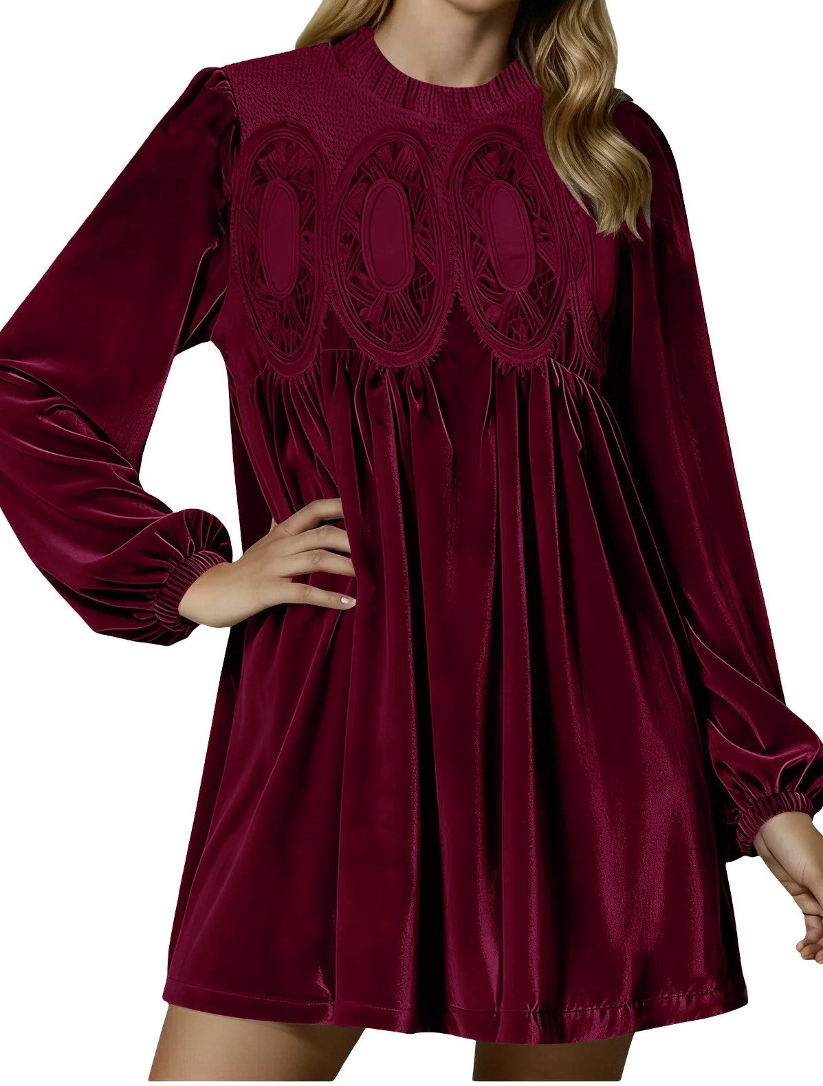 Women's Vintage Velvet Babydoll Dress