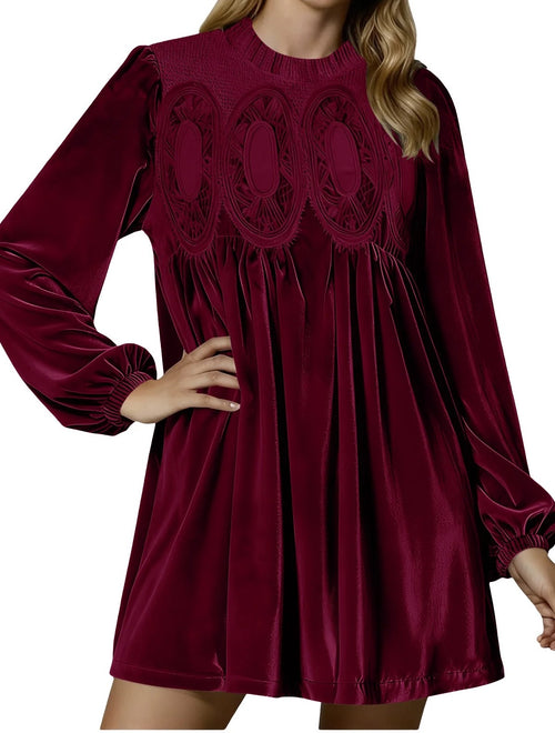 Women's Vintage Velvet Babydoll Dress
