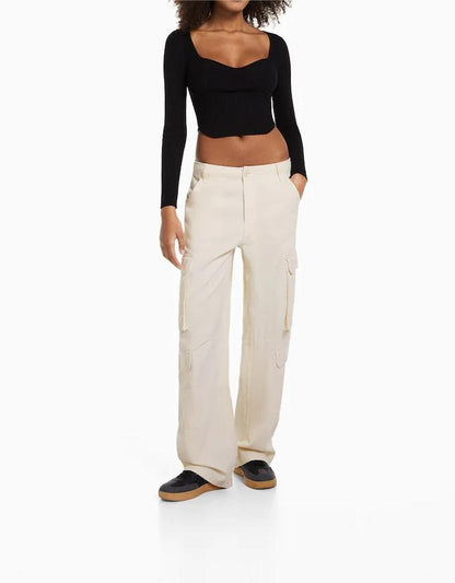 Adjustable Multi-pocket Twill Cargo Trousers