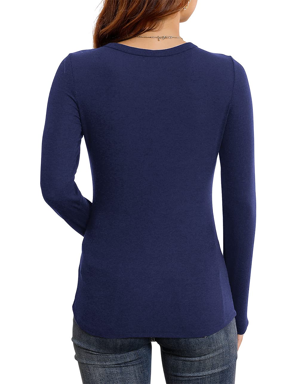 Round Neck Stretch Slim Ribbed Basic Shirts