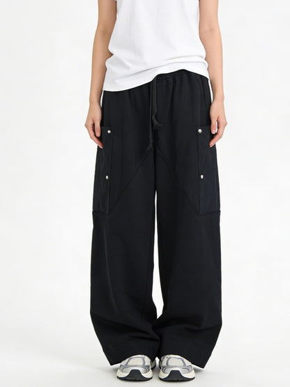 Women's Contrast Pocket Wide-Leg Sweatpants