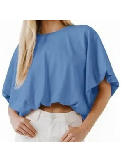 Women's Baggy Flowy Batwing Crop Blouse
