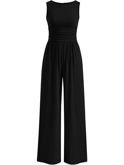 Women's Crewneck Sleeveless Casual Jumpsuit