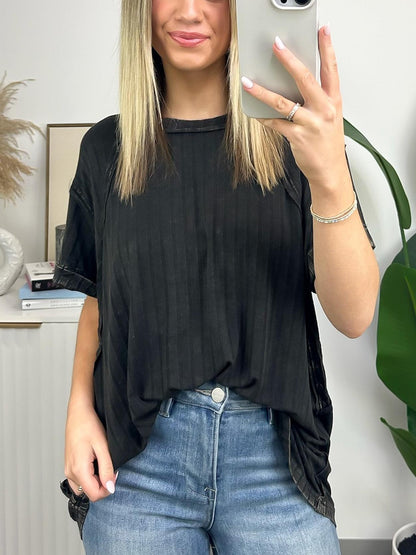 Women's Slouchy Ribbed Mineral Wash Tee