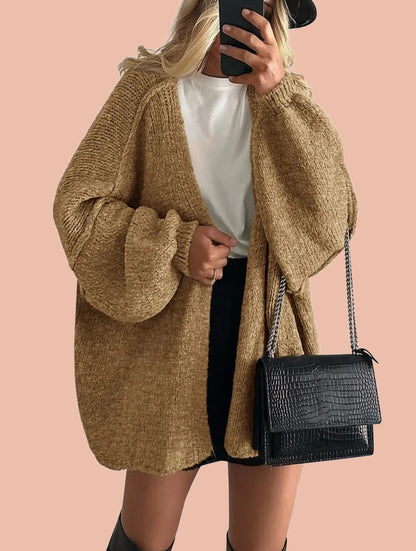 Women's Oversized Lantern Sleeve Sweater Cardigan