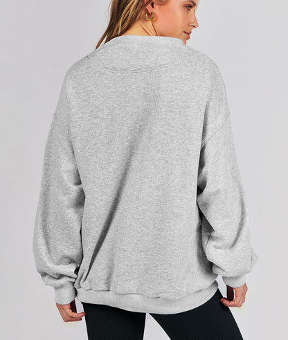 Women's Slit Mock Neck Oversized Sweatshirt