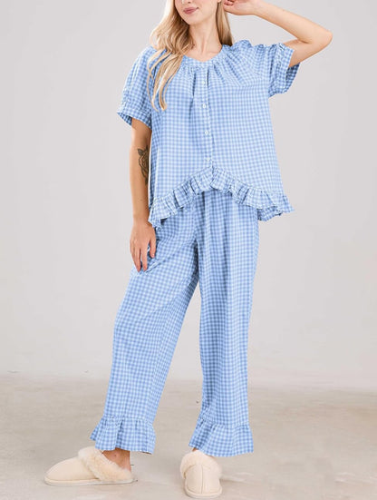 Women's  2 Piece Gingham Pajama Set