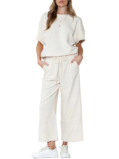 Women's Two Piece Textured Sports Casual Suit