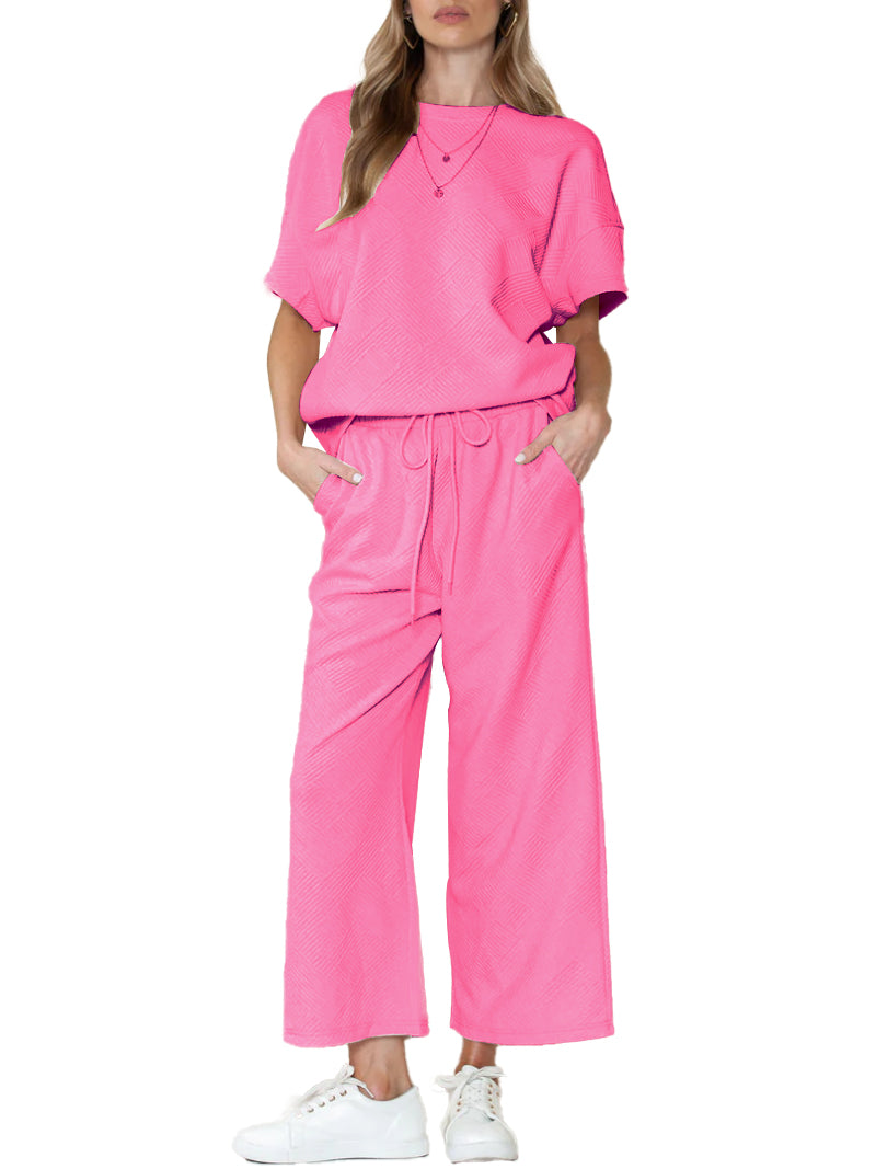 Women's Two Piece Textured Sports Casual Suit