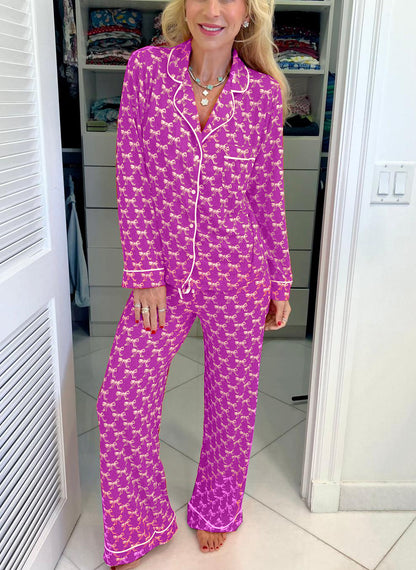Women's Bow-knot Wide-leg Pajama Set