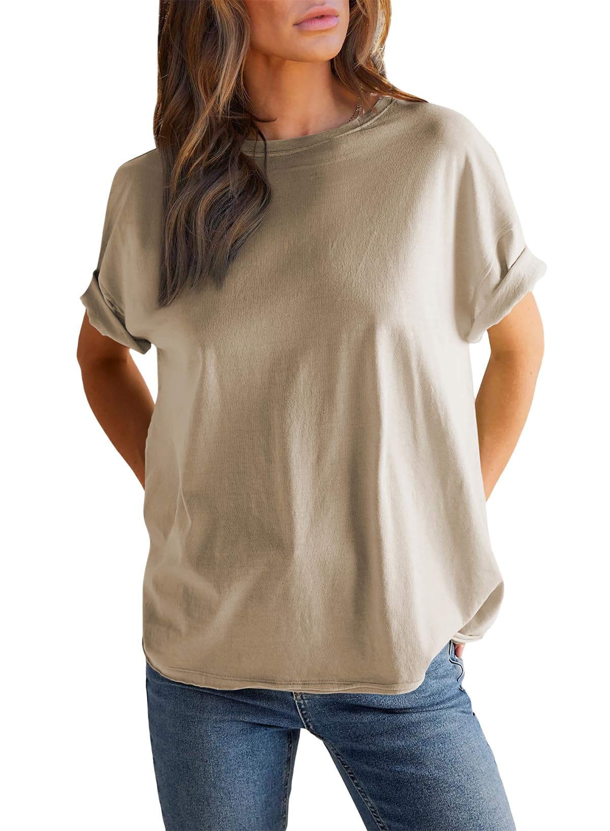 Women's Solid Color Round Neck Short Sleeve T-shirt