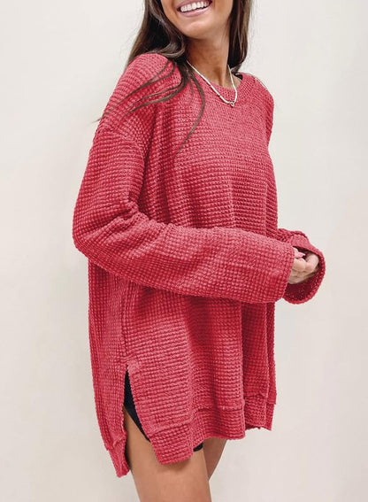 Women's Oversized Waffle Knit Top