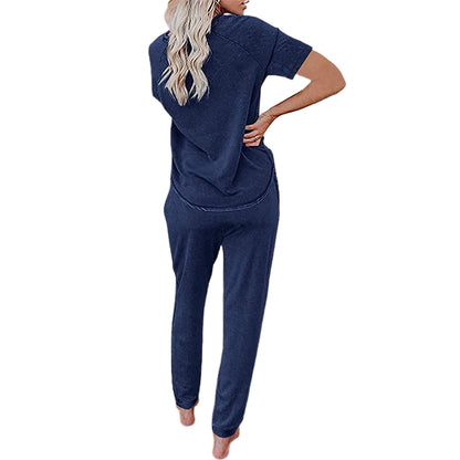 Loose Short-sleeved Button Casual Set