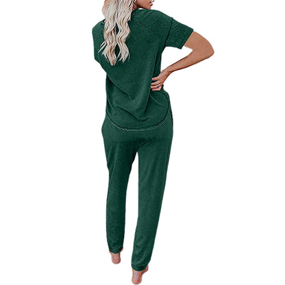 Loose Short-sleeved Button Casual Set