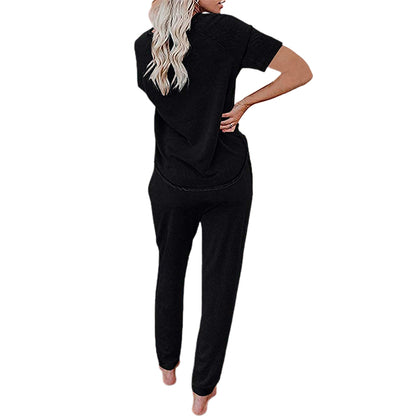 Loose Short-sleeved Button Casual Set
