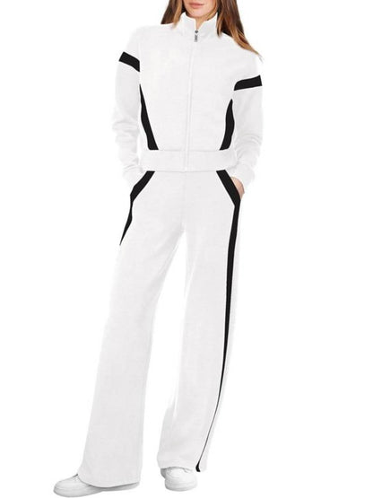 Women's Zip Up Sweatshirt and Wide Leg Sweatpant 2 Piece Sweatsuit