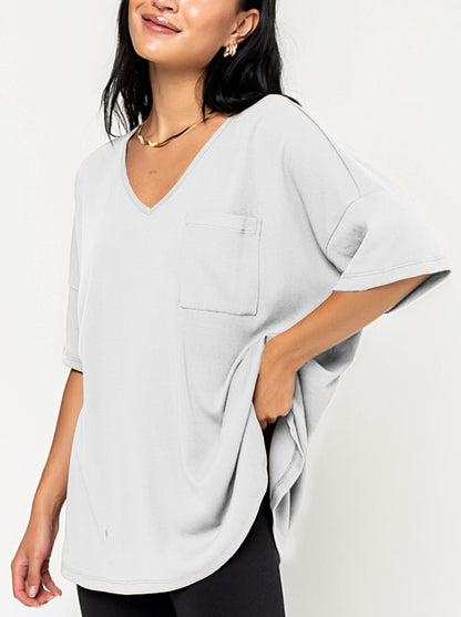 Women's Oversized V-Neck Pocket Tee