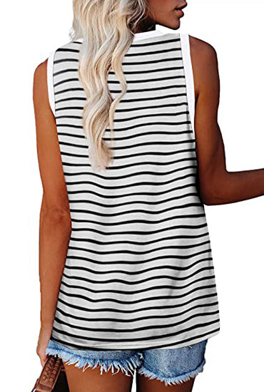 V-neck Splicing Sleeveless T-shirt Female