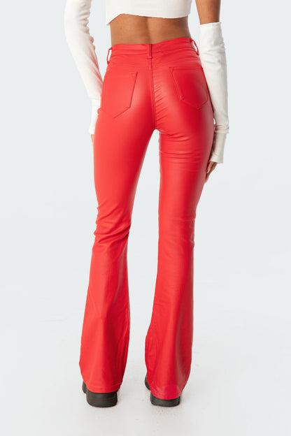 Faux Leather Flare Pants