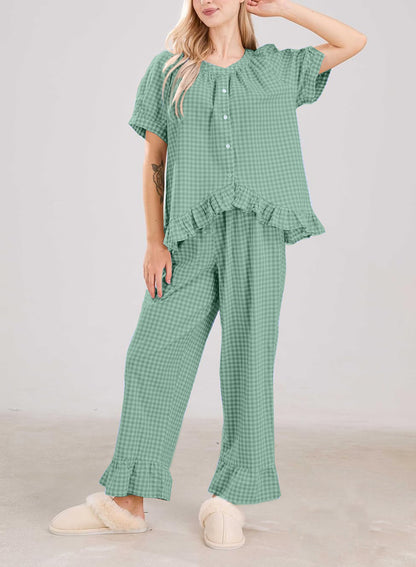 Women's  2 Piece Gingham Pajama Set