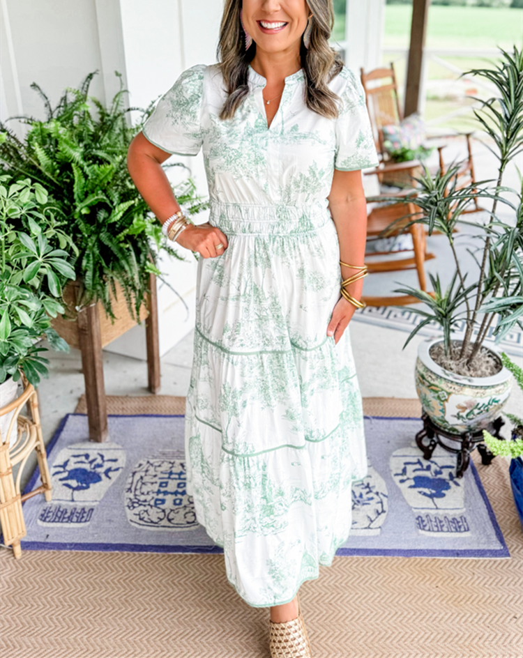 Women's Charming Toile Maxi Dress