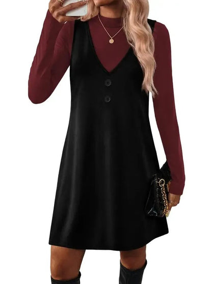Women 's V Neck Sleeveless A Line Dress Set