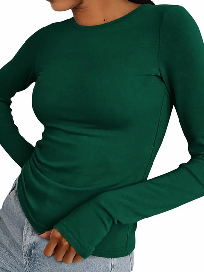 Women’s Stretchy Basic Long‑Sleeve Blouse