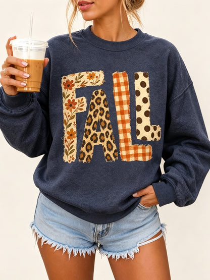 Women's Vintage Fall Letter Print Casual Sweatshirt