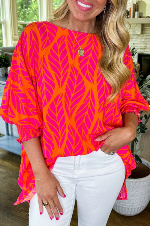 Women's Oversized Printed Flowy Blouse