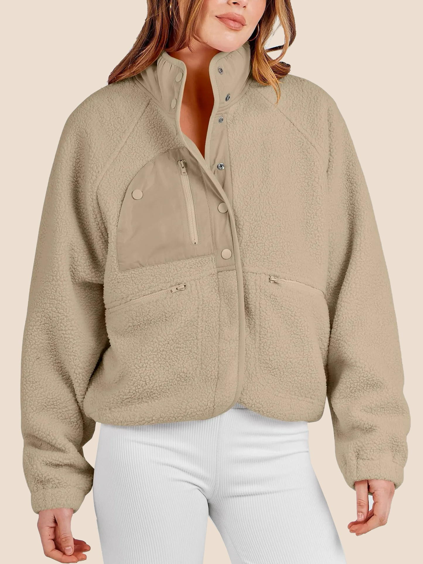 Women's  Button Down Fuzzy Fleece Jacket