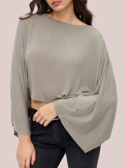 Women's Draped Dolman Sleeve Crop Blouse
