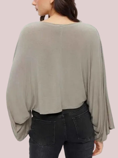 Women's Draped Dolman Sleeve Crop Blouse