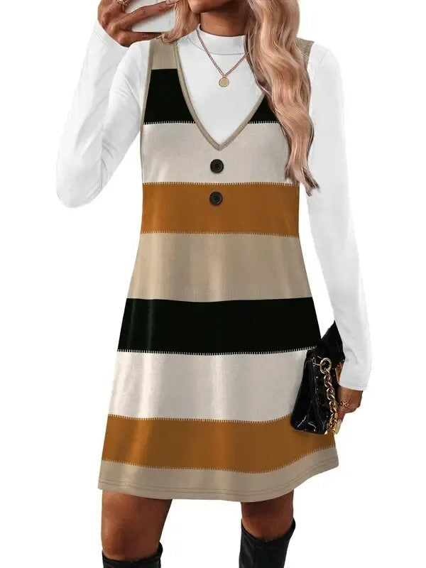 Women 's V Neck Sleeveless A Line Dress Set