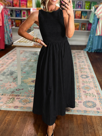 Women's Light Striped Sleeveless Midi Dress