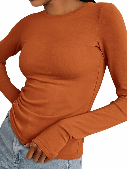 Women’s Stretchy Basic Long‑Sleeve Blouse